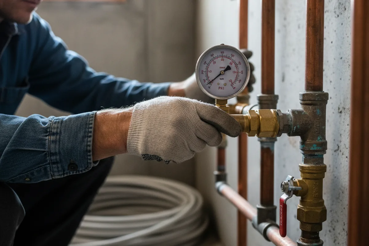 Pressure testing a repaired line during Water Line Repair in Gay